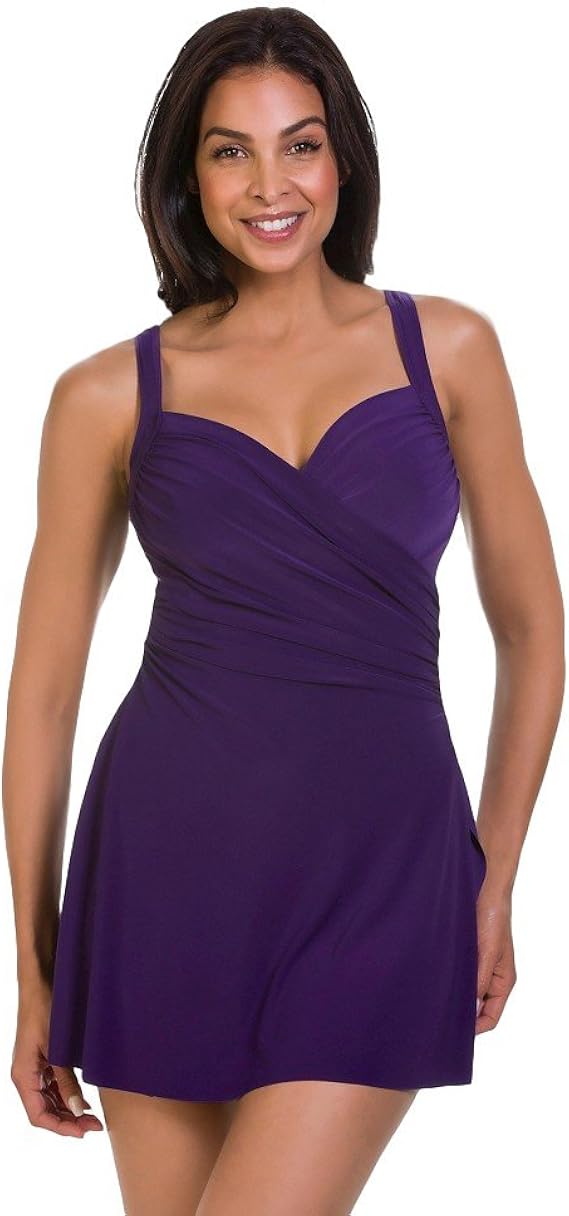 Dreamsuit by Miracle Brands Women's Swim Dress (10, Eggplant) at Amazon