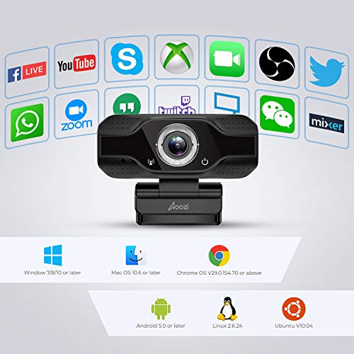 Webcam with Microphone,1080P HD Webcam Desktop or Laptop, Streaming Webcam for Computer Widescreen Video Calling and Recording, USB Web Camera Built-in Mic, Flexible Rotatable Clip and Tripod