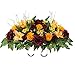 Sympathy Silks Artificial Cemetery Flowers – Realistic Vibrant Roses, Outdoor Grave Decorations - Non-Bleed Colors, and Easy Fit - Autumn Mix Saddle for Headstone