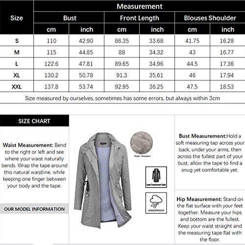 OUTAD Women's Rain Jacket Windbreaker Lightweight Waterproof Raincoats Outdoor Hooded Trench Coats Grey