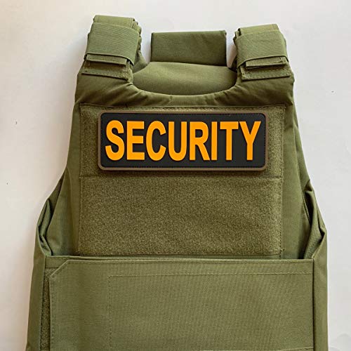 uuKen Large Security Officer Gold Yellow Tactical PVC Morale Patch 8.5x3 inches with Hook Fastener Back for Enforcement Plate Carrier or Uniforms Vest and Tactical Clothing