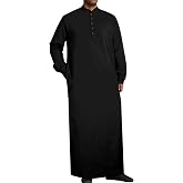YAOHUOLE Muslim Thobe for Men Button down Mens Caftans Big and Tall Mens Arab Thobe with Pocket