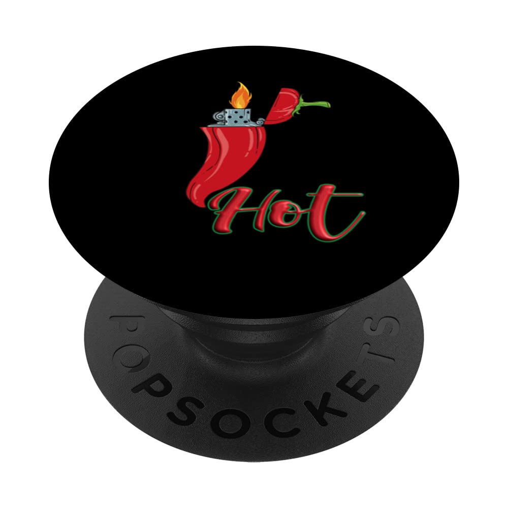 Funny Peperoni with Lighter Chilli Pepper Chilli PopSockets Swappable PopGrip