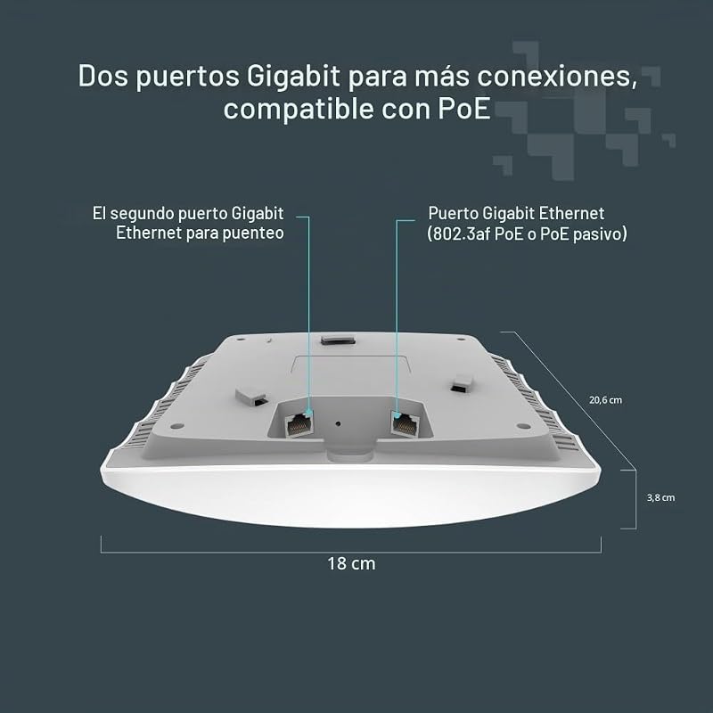 Festa F54 | Punto de Acceso WiFi 5 Dual-Banda AC1750, Montaje en Techo, 1× Puerto PoE Gigabit, Gestión centralizada en la Nube Gratuita, Configuración y Uso fáciles, sin Necesidad de IT.
