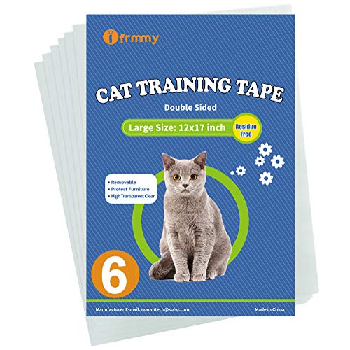 I FRMMY Anti-Scratch Cat Scratch Deterrent Double Sided Training Tape- 6 Sheets Large Size Furniture Protectors from Cats Scratching (12 x 17 inch)