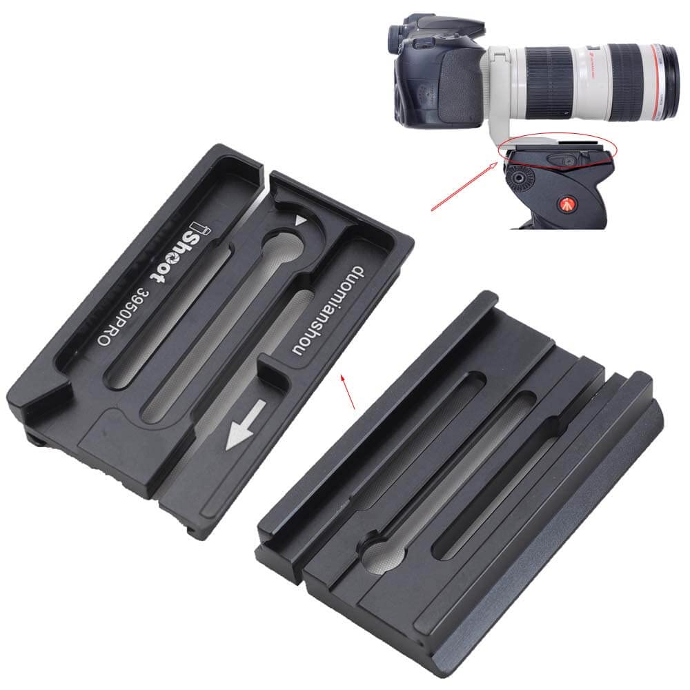 iShoot Quick Release Plate Adapter Clamp Converter for Converting 39mm Arca-Swiss Fit QR-Plate Used to 50mm Manfrotto/Sachtler Fit Tripod Fluid Head Gear Head Hydraulic Head 3D Head Clamp