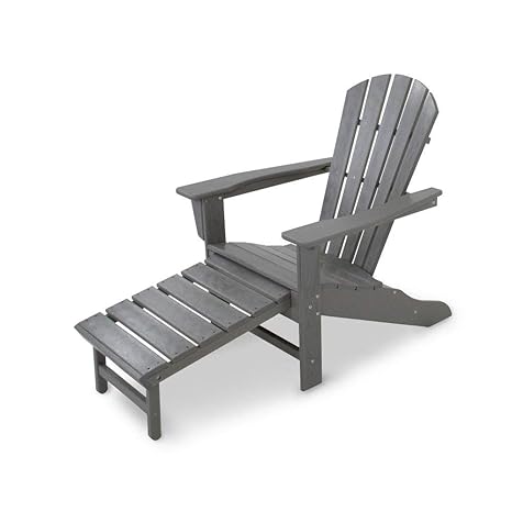 CASA BRUNO South Beach Ultimate Adirondack Chair mit ausziehbarem Fussteil, aus recyceltem Polywood® HDPE Kunststoff, schiefergrau - kompromisslos wetterfest