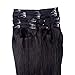 Clip In Sets 10pcs Clip In Human Hair Extensions Jet Black #1 Remy Human Hair Straight For Full Head 24inch 220g Weight