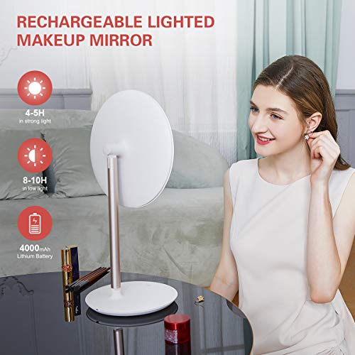 Rechargeable Lighted Makeup Vanity Mirror, Cosmirror 8inch Makeup