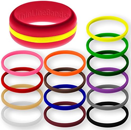 FLEX Ring - Womens and Mens Silicone Wedding Ring - Changeable Accent Colors - Many Colors - Silicone Rings for: Safety, Durable, Everyday, Outdoor, Gym, Active Lifestyle - 1 Ring - Sizes 4-16