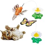 Qiekenao Butterfly, Bird Toy for Cats, Pet Cats Funny Rotating Electric Flying Butterfly and Bird Interactive Cat Toy for Kitten and Puppy, Set of 2