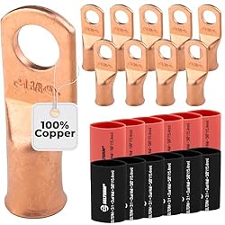 SELTERM 10pcs - 1 Awg - 3/8" Stud - Battery Lugs