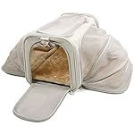 Jet Sitter Luxury Expandable Pet Carrier V2 - Car Travel Cat Dog Carrier, Soft Sided Kennel, Top Load (19"x12"x12", Khaki)