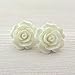 Large Rose Earrings on Plastic Posts for Metal Sensitive Ears, Winter White