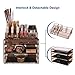 SONGMICS Makeup Organizer 3 Large Drawers Cosmetic Jewelry Storage Display Boxes with 14 Top Compartments 2 Pieces Set Tawny UJMU17T