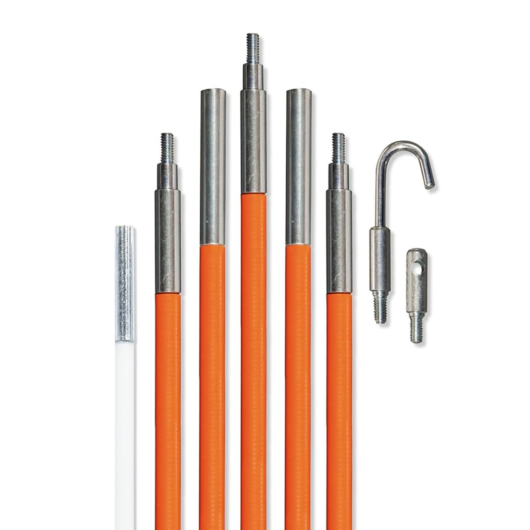 Klein Tools 56325 Fish Rod Set, Made in USA, with Glow Rod for Pulling Wire, 25-Foot