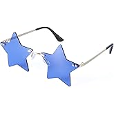 Dazzleimart Rimless Star Sunglasses Colorful Sunglass for Women Pentagram Sunglasses Halloween Party Favor Star Glasses