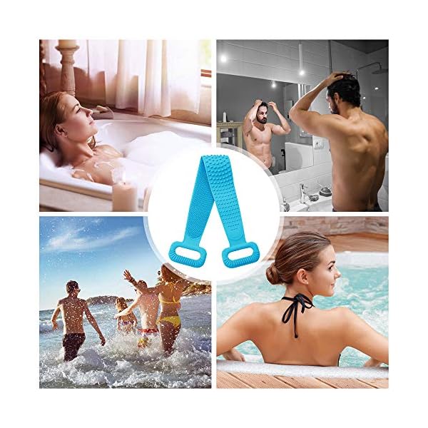 Inmorven Extended 76 cm/30 inches Back Scrubber Silicone Shower Brush Body Brush Exfoliating Body Scrubber for Men and…