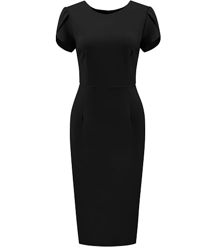 knee length business casual dress Hobemty Women's Pencil Short Sleeve Button Decor Work Bodycon Dresses Small Royal Blue at Amazon Women's Clothing store Purple TIPS Due to The Ice Never Melts Color:WHITE/BLACK/DARK GREEN BHM-M45-2