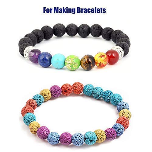 Lava Bead Kit, 600 Pcs Lava Beads Stone Rock Beads Kit Set for Essential Oils Jewelry Making by Afantti