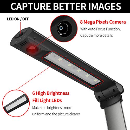 Kinghun KC6A07 Book & Document Camera, 8MP High Definition Portable