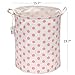 Sea Team 19.7 Inches Large Sized Waterproof Coating Ramie Cotton Fabric Folding Laundry Hamper Bucket Cylindric Burlap Canvas Storage Basket with Stylish Polka Dot Design (19.7