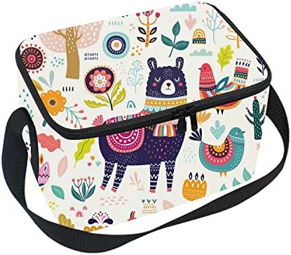 Insulated Lunch Bag Tote Set With Llama Handbag Lunchbox Food Container Tote Cooler Warm Pouch for School Work Office