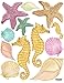 Seashell Wall Decals, Beach Bathroom Decor Stickers, Sea Shell Window Clings Star Fish & Sea Horse Ocean Removable Peel and Stick