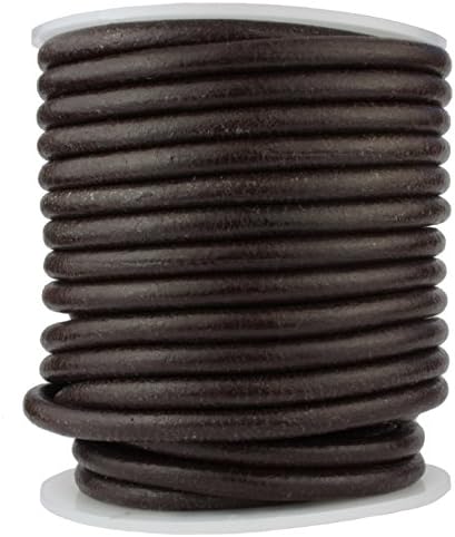 Round Leather Cord, 10 Meter Spool, 5.0 millimeter Dark Brown