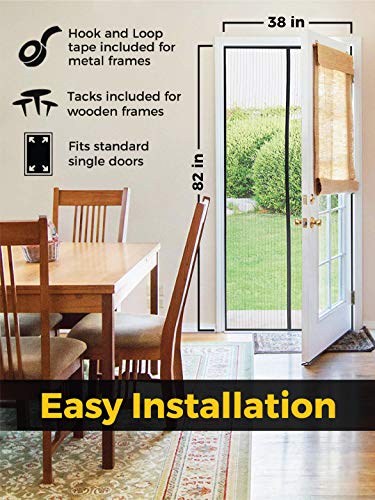 HONEYBULL Magnetic Screen Door [Up to 38x82"] Screen Door with Magnets - Easy Install