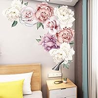 BYyushop Flower Peony Wall Sticker Stairs Decal Living Room Background Wallpaper Decor