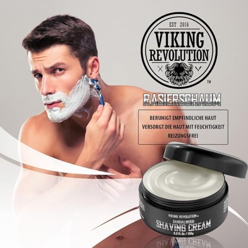 - Luxus-Rasiercreme Männer - Sandelholzduft - Weiche, Glatte & Seidige Shaving Cream Men - Reichhaltiger Schaum für die Sanfteste Rasur - 150 g