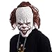 ZIFUNMUR Adult Horror Clown Joker Stephen Latex Costume Mask Scary Halloween Cosplay Party Decoration Props White