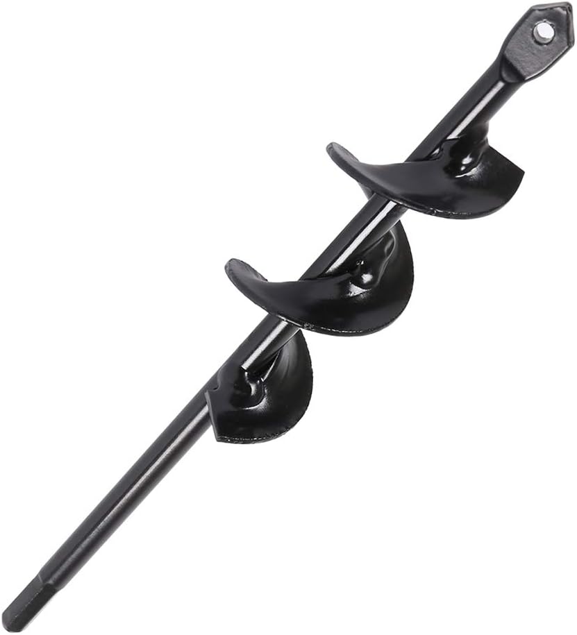 Garden Auger Drill Bit 3/8" Hex Shaft HSS Spiral Plant Flower Grass Bulb Auger Patio Soil Cultivator Tool for Planting Bedding Trees Shrubs Bulbs Seedlings (4 * 22cm)