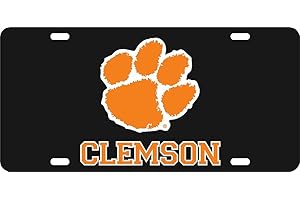 Elite Fan Shop NCAA Mirrored Acrylic License Plate Black