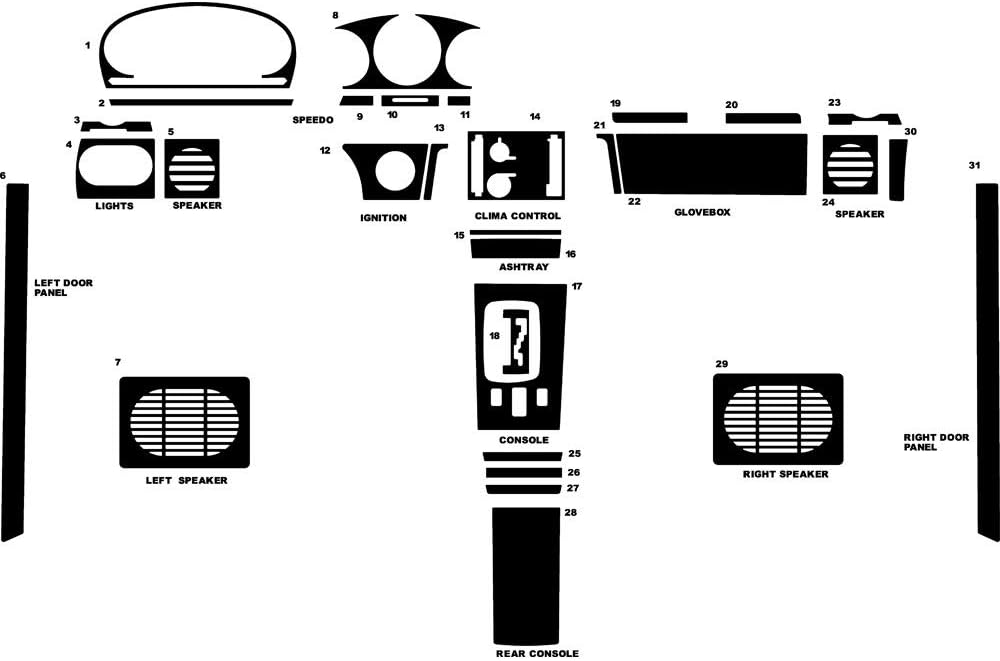 Rvinyl Rdash Dash Kit Decal Trim for Mercedes-Benz 400-Class 1973-1978 - Wood Grain (Oak Blonde)