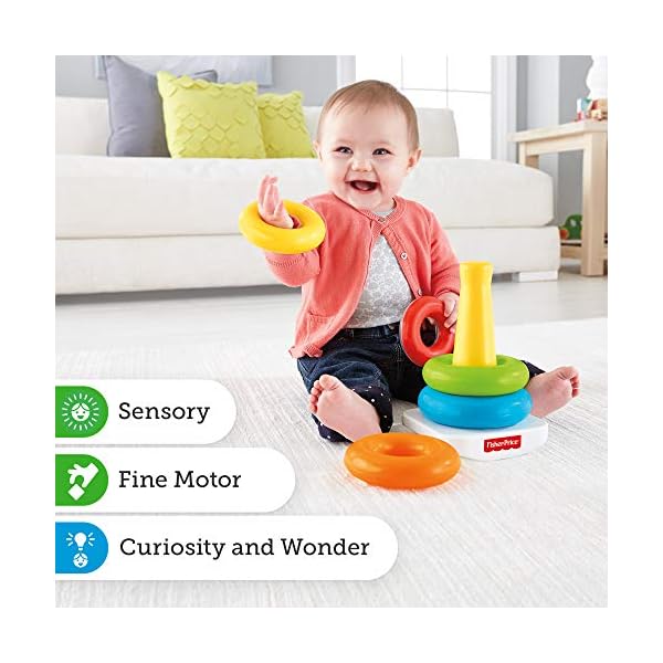 Fisher-Price FHC92 Rock-A-Stack, Baby Educational Stacking Toy Rings, Suitable for 6 Months Plus