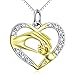 YFN Sterling Silver Mothers Love Crystal Heart Pendant-Necklace 18