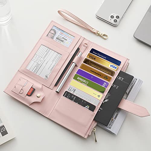 Airtag Passport Wallet for Women, RFID Blocking Passport Holder with