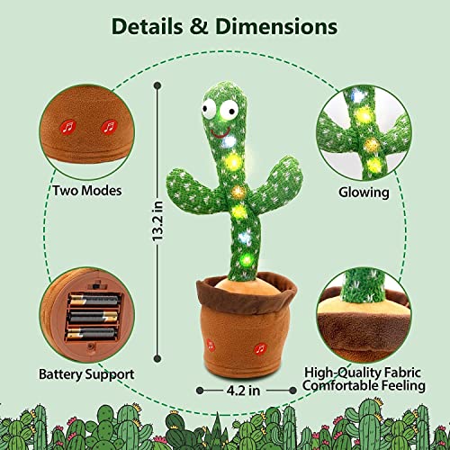 EEppek Tiktok Dancing Cactus , Talking Dancing Cactus Toy, Repeat