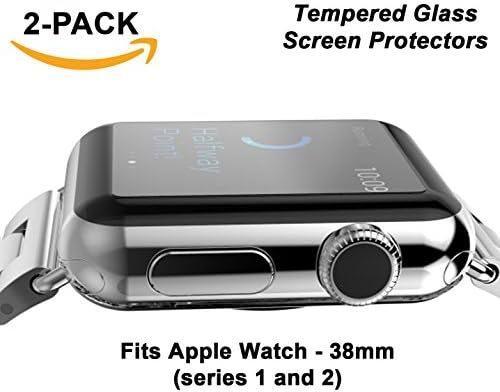 Apple Watch 38mm Screen Protector Tempered Glass, [2-Pack] Fits Series 1, Series 2, Ultra HD Screen Protection for Apple Watch 38mm