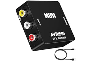 RCA to HDMI Converter, 1080P Mini RCA Composite CVBS AV to HDMI Video Audio Converter Adapter for PC Xbox PS4 PS3 VHS VCR DVD