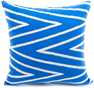 Chevron Throw Pillow Cover, Royal Blue Linen with Gray Silver Chevron, Accent Pillow, Modern Couch Pillow (26 inch x 26 inch)