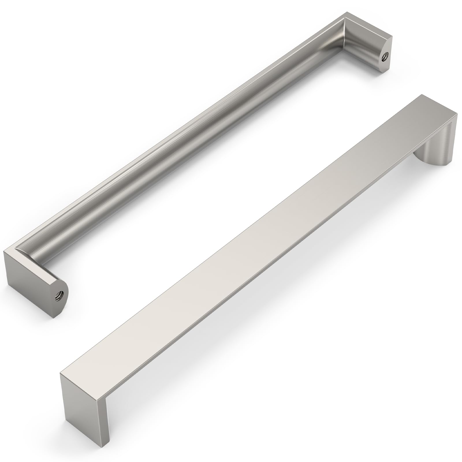 FURNIWARE Pack of 10 Brushed Nickel Cupboard Handles, Drawer Pulls 192mm(7.6 Inch) Hole Center, Hardware Modern Kitchen Cabinet Door Handles, for Kitchen and Bathroom Cabinets Cupboard