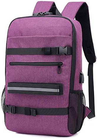 Anti-Theft Skateboard Backpack Laptop Backpack College Backpack Travel School Bag with Lock and USB Port
