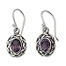 NOVICA Artisan Handmade Amethyst Dangle Earrings Woven Sterling Silver Purple India Birthstone [1.2 in L x 0.5 in W] ' Indian Basket'