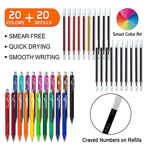 40 Pack Gel Pens Set, 20 Colored Gel Pens With 20 Matched Refills, Medium Point Retractable Gel Ink Pens With… - Image 2