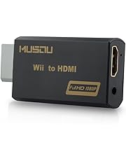 Musou® - [Adattatore Wii a HDMI 1080P Full HD Convertitore] | NTSC / PAL Formato | Jack da 3,5 mm Audio | Nessun Alimentatore Esterno | Per gli Appassionati di Videogiochi | (Nero)