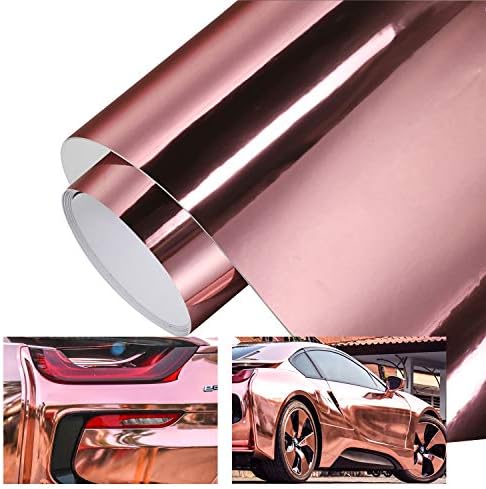 カーラッピングフィルム カーラッピングシート 光沢あり 長さ150cm幅30cm ミラー 鏡面 ローズゴールド Rose Gold エア抜き溝あり