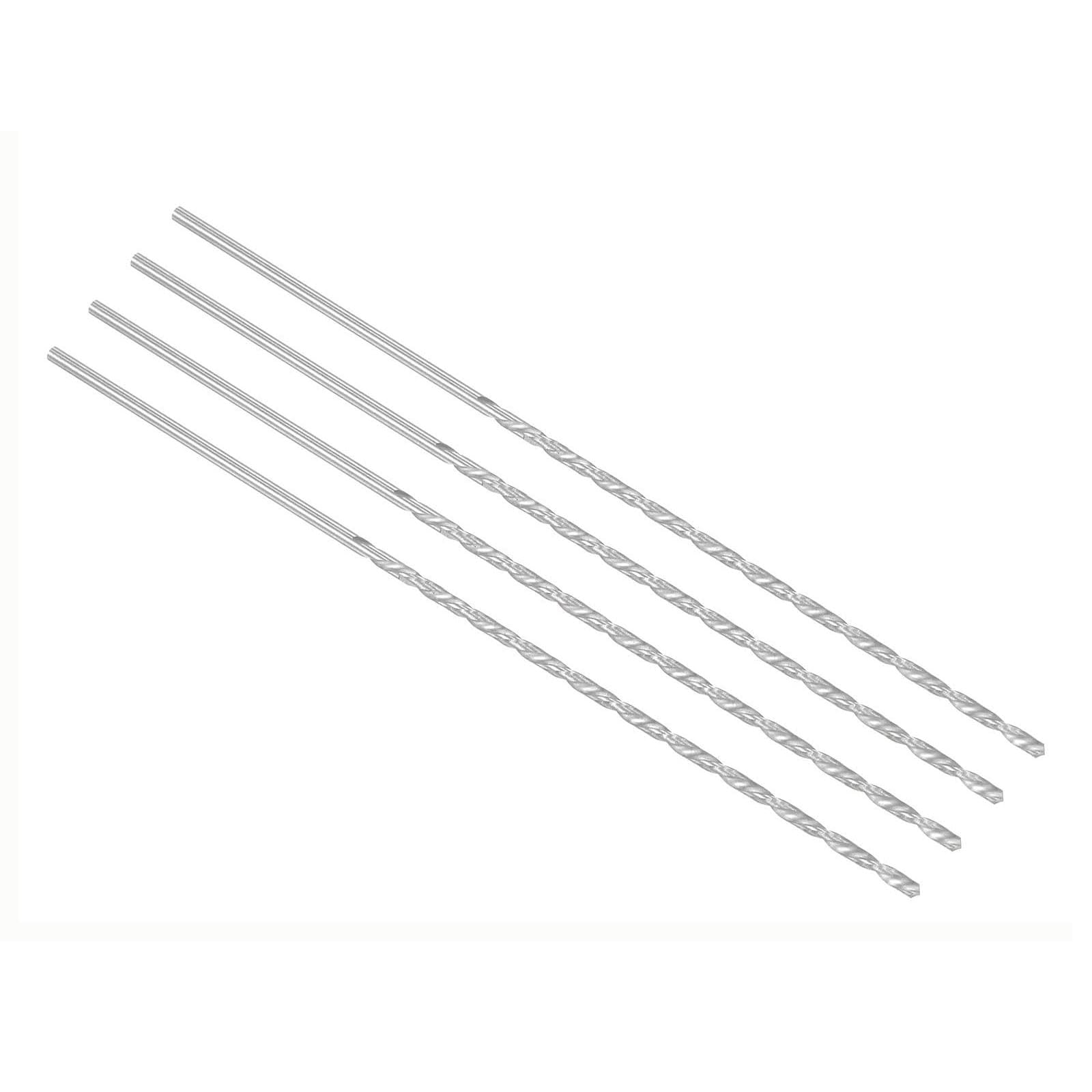 TOP-VIGOR 4Pcs 3mm Dia Extra Long Twist Drill Bits, 160mm Length High Speed Steel Extended Spiral Drill Bit, Straight Shank Twist Drill Bit Tool for Wood Metal Aluminum Plastic